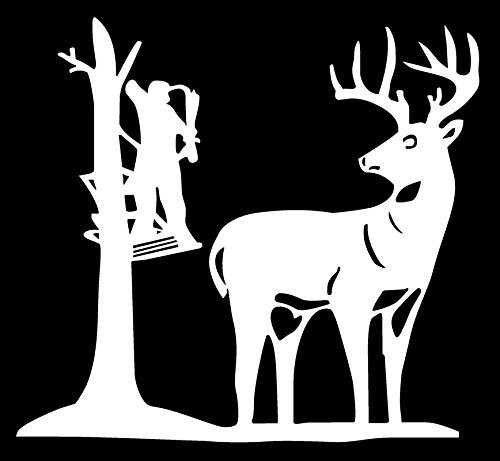 Tree Stand Bow Hunting Vinyl Decal Sticker|Cars Trucks Vans Walls Laptops|WHITE|5.5 In|KCD578 Tree Stand Bow Hunting Vinyl Decal Sticker|Cars Trucks Vans Walls Laptops|WHITE|5.5 In|KCD578