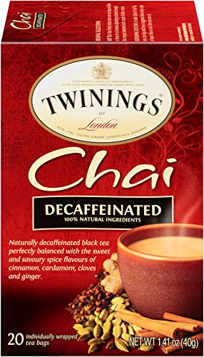 Twinings of London Decaffeinated Chai Tea Bags, 20 Count (Pack of 6)