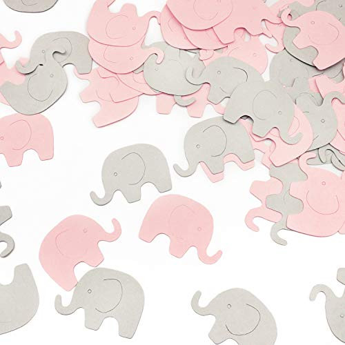 Pink Elephant Confetti Elephant Scatter Baby Shower Decoration for Girl Baby Shower Birthday Party Supplies Elephant Theme Party Supplies (Pink+Gray) 100 Pieces