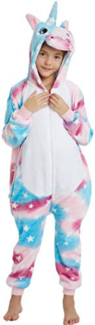 Kids Onesie Pajamas Unicorn Christmas Halloween Cosplay Onesies Fleece Cartoon Animal Costume B Unicorn 140CM(Height 51"-56")