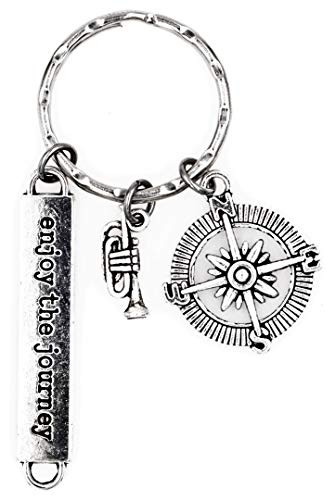 It's All About...You! Enjoy The Journey Compass Trumpet Keychain 1M