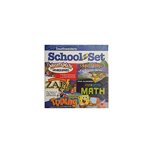 Southwestern School Set: Mighty Math Number Heroes, Cyberchase Carnival Chaos, Thinkin' Science Series Zap!, Mind Power Math Pre-Algebra, Spongebob Squarepants Typing