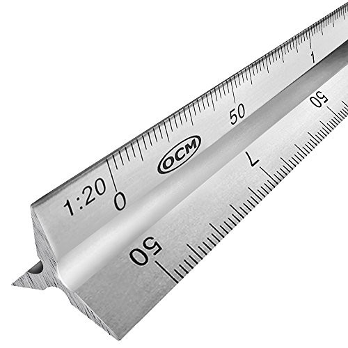 OCM Metric Triangular Engineer Scale Ruler (Proffessional Grade Solid Aluminum) 30 Centimeters Metric Engineering Architectural Mechanical Drafting Ruler - 1:20, 1:25, 1:50 1:75, 1:100, 1:125