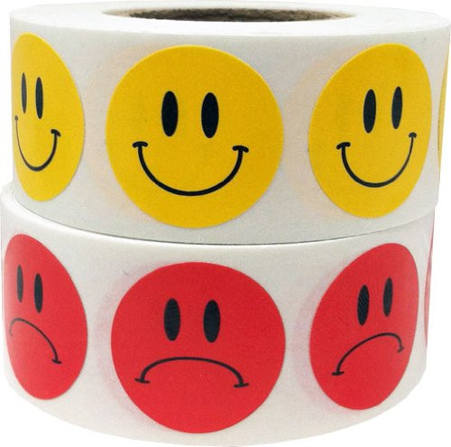 Smiley Face Frowny Face Stickers Yellow Happy Red Sad Labels For Teachers 3/4 Inch Round Circle Dots 500 Stickers Per Design 1,000 Adhesive Stickers Smiley Face Frowny Face Stickers Yellow Happy Red Sad Labels For Teachers 3/4 Inch Round Circle Dots 500 Stickers Per Design 1,000 Adhesive Stickers