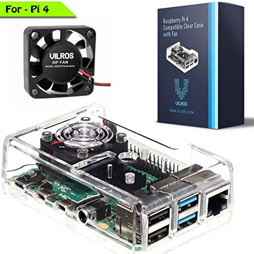 Vilros Raspberry Pi 4 Compatible Clear Transparent Case with Built in Fan