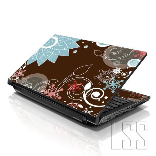 LSS Laptop 17-17.3" Skin Cover with Colorful Brown Chaos Floral Pattern for HP Dell Lenovo Apple Asus Acer Compaq - Fits 16.5" 17" 17.3" 18.4" 19" (2 Wrist Pads Free)