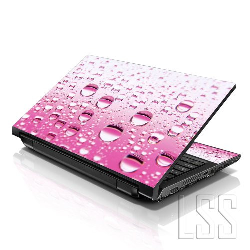 LSS Laptop 17-17.3" Skin Cover with Colorful Pink Water Drops Pattern for HP Dell Lenovo Apple Asus Acer Compaq - Fits 16.5" 17" 17.3" 18.4" 19" (2 Wrist Pads Free)