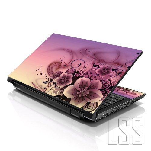 LSS Laptop 17-17.3" Skin Cover with Colorful Pink Flower Pattern for HP Dell Lenovo Apple Asus Acer Compaq - Fits 16.5" 17" 17.3" 18.4" 19" (2 Wrist Pads Free)