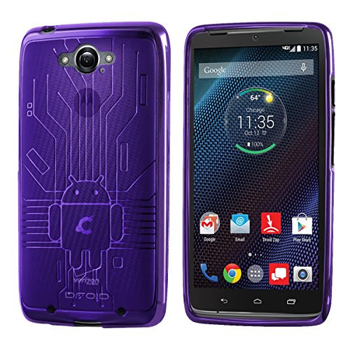 Droid Turbo Case, Cruzerlite Bugdroid Circuit TPU Case Compatible with Compatible with Motorola Moto Droid Turbo XT1254 (Verizon) - Purple