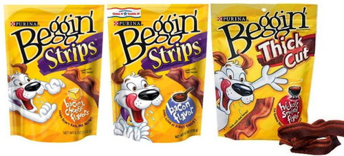 Purina Beggin' Strips 3 Flavor Variety Bundle: (1) Beggin' Strips Bacon Flavor, (1) Beggin' Strips Bacon Cheese Flavor, and (1) Beggin' Thick Cut Hickory Smoked Flavor, 6 Oz. Ea. Purina Beggin' Strips 3 Flavor Variety Bundle: (1) Beggin' Strips Bacon Flavor, (1) Beggin' Strips Bacon Cheese Flavor, and (1) Beggin' Thick Cut Hickory Smoked Flavor, 6 Oz. Ea.