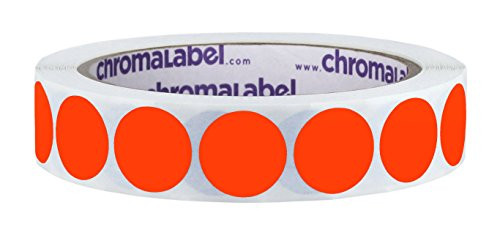 ChromaLabel 3/4 inch Removable Color-Code Dot Labels | 1,000/Roll (Fluorescent Red-Orange)