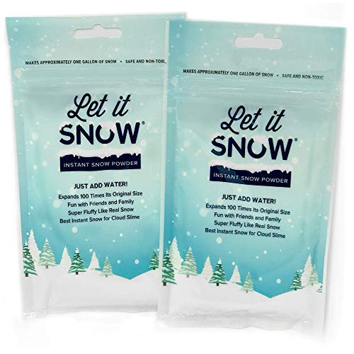 Let it Snow Instant Snow Powder for Slime - Premium Fake Snow for Slime Supplies - Made in The USA Non-Toxic and Safe - Mix Makes 2 Gallons of Artificial Snow for Cloud Slime and Snow Decorations