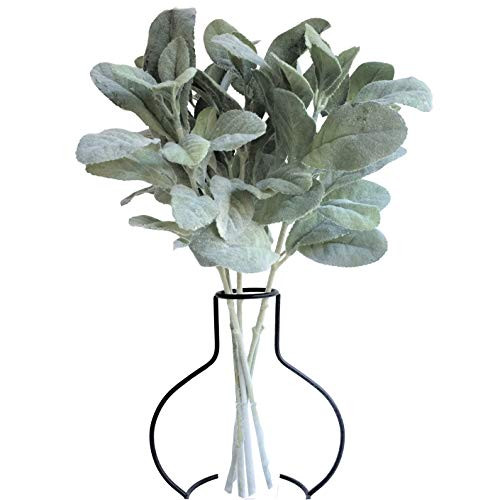 APHER 5 PCS Artificial Flocked Lambs Ear Leaf Spray Leaves Stems Fake Greenery Bouquets for Home Wedding DIY Craft Floral Arrangement
