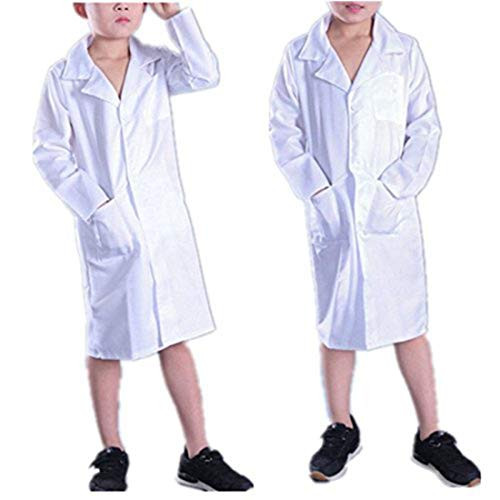 Agoky Childrens White Lab Coat Doctor Costumes Vet Tech Uniforms Role Play Fancy Dress Up White 5-6