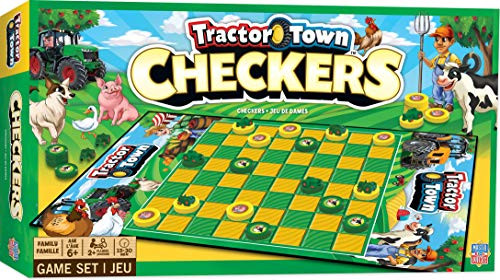 Masterpieces Tractor Town Checkers Board Game, for 2 Players, Ages 6+
