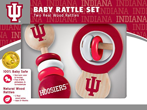 MasterPieces NCAA Indiana Hoosiers Real Wood Baby Rattles (2-Pack)