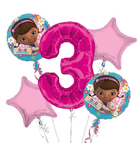 Doc McStuffins Balloon Bouquet 3rd Birthday 5 pcs - Party Supplies