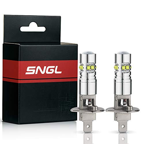 SNGL H1 Super Bright CREE LED DRL Fog Light bulbs - Plug-and-Play - 6000K Cool White (Pack of 2)