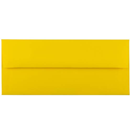 JAM PAPER #10 Business Colored Envelopes - 4 1/8 x 9 1/2 - Yellow Recycled - 50/Pack