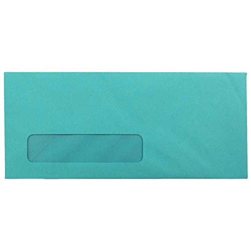 JAM PAPER #10 Business Colored Window Envelopes - 4 1/8 x 9 1/2 - Sea Blue Recycled - 50/Pack