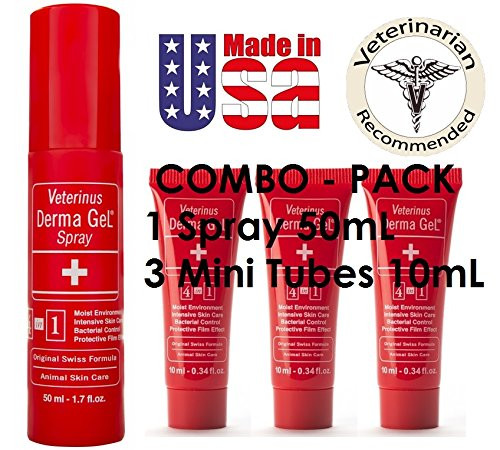 Veterinus Derma GeL 1 x Spray 50mL - 1.7 fl.oz. + 3 x MINI Tubes 10mL - 0.34 fl.oz.