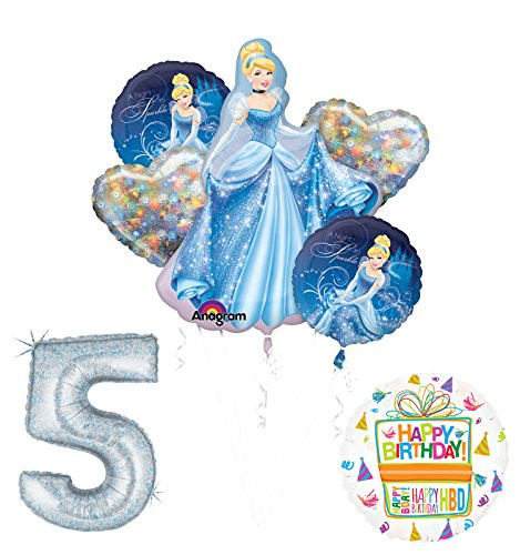 Mayflower Products Cinderella 5th birthday party supplies and princess balloon decorations
