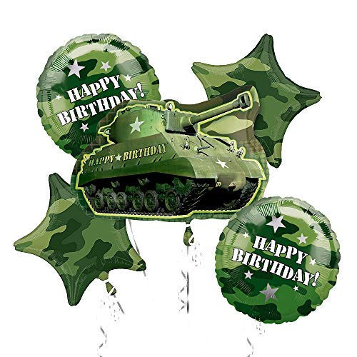 Army Tank Camouflage Party Supplies Birthday Balloon Bouquet Decorations