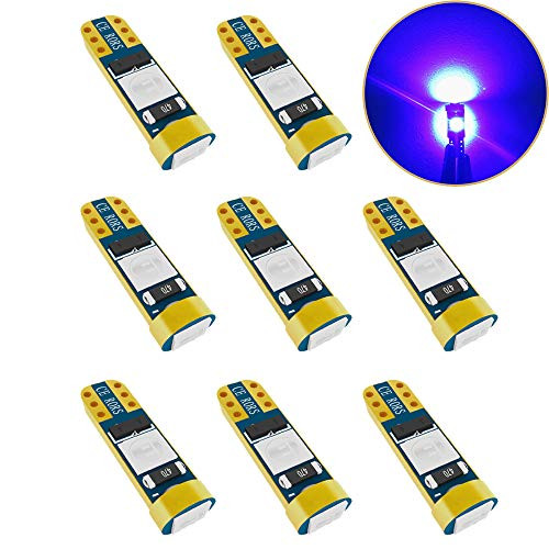 D-Lumina 74 37 27 17 2721 W3W T5 LED Bulbs Canbus Error Free,3030 3-SMD Chips For Car Interior Dash Indicator Lights Gauge Cluster Dashboard Instrument Panel Light Lamps Bulb, Blue, 8-Pack