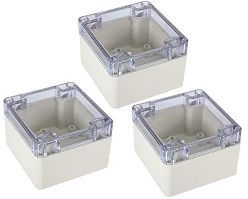 YXQ 83x81x56mm Clear Cover Junction Box IP65 Waterproof ABS Enclosure Cable Project Case (3.3 x 3.2 x 2.2 inches-3Pcs)