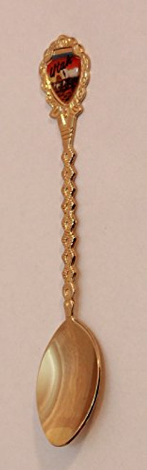 Utah State Souvenir Gold Plated Collectible Twist Spoon 5" lpco Utah State Souvenir Gold Plated Collectible Twist Spoon 5" lpco