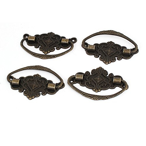 uxcell 4PCS Box Cabinet Drawer Door Retro Style Pull Handle Knob Bronze Tone