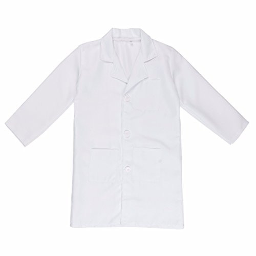 iEFiEL Boys Girls Kid's Lab Coat Long Sleeves Doctor Costume Halloween Cosplay Party Fancy Dress White Doctor Uniform 5-6