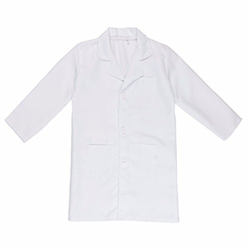 iEFiEL Boys Girls Kid's Lab Coat Long Sleeves Doctor Costume Halloween Cosplay Party Fancy Dress White Doctor Uniform 10-12