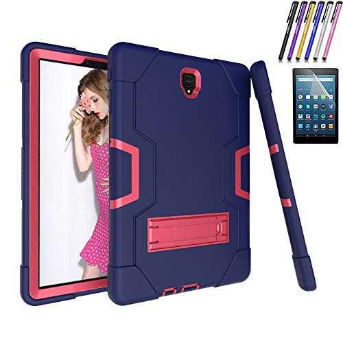 Windrew Galaxy Tab S4 10.5 2018 Case, [Heavy Duty] Rugged Hybrid Protective Case with Build in Kickstand for Samsung Galaxy Tab S4 10.5 inch SM-T830/T835/T837 (Blue/Pink)