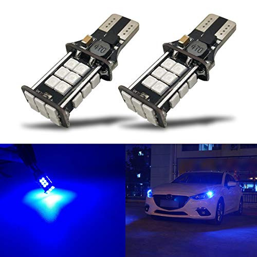 iBrightstar Newest Extremely Bright 3030 Chipsets T15 912 W16W 921 LED Bulbs Error Free For Truck Cargo Lights, High Mount / 3rd Brake Lights, Blue