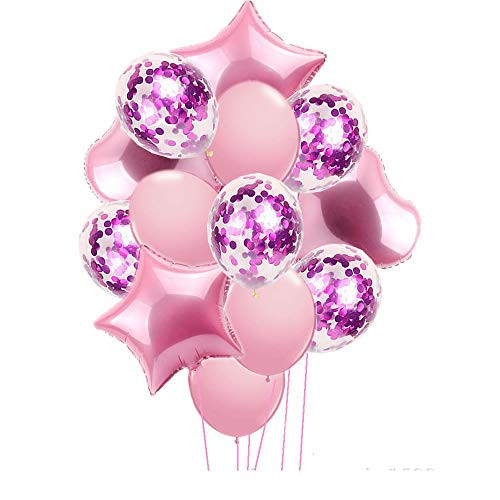 CocoHut 15 Pcs 12 Inches Latex Balloons Confetti Balloons Helium Balloons Party Supplies for Wedding Birthday Girl Baby Shower Party Decorations (Purple)