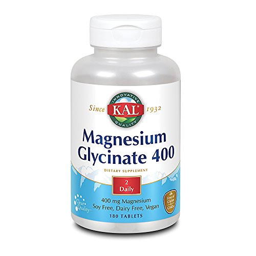 KAL Magnesium Glycinate 400 | Vegan, Chelated, Non-GMO, Soy, Dairy, and Gluten Free | 90 Servings