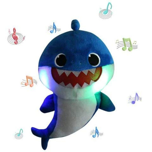 Chengbo-Baby Shark Official Singing Plush, Music Sound Baby Shark Plush Doll Soft Baby Cartoon Shark Stuffed & Plush Toys Singing English Song for Kids Gift Children Gir (Blue)