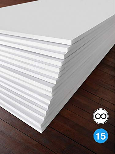 Excelsis Design, Pack of 15, Foam Boards (Acid-Free), 20x30 Inches (Many Sizes Available), 1/8 Inch Thick Mat, White with White Core (Foam Core Backing Boards, Double-Sided Sheets)