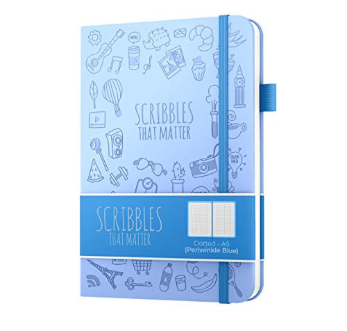 Dotted Journal by Scribbles That Matter - Create Your Own Unique Life Organizer - No Bleed A5 Hardcover Dotted Notebook - Inner Pocket - Fountain Pens Friendly Paper - Iconic Version (Periwinkle Blue)