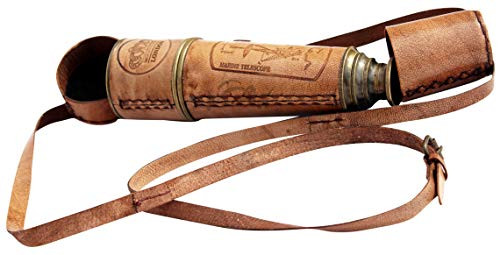 MAH 20'' Ship Captain Brass Telescope with Spy Glass & Leather Case.C-3205