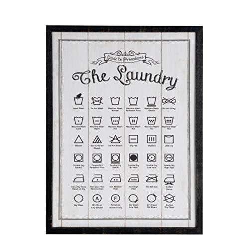 NIKKY HOME Wooden Framed Wall Hanging Laundry Guide Plaque Sign for Laundry Room