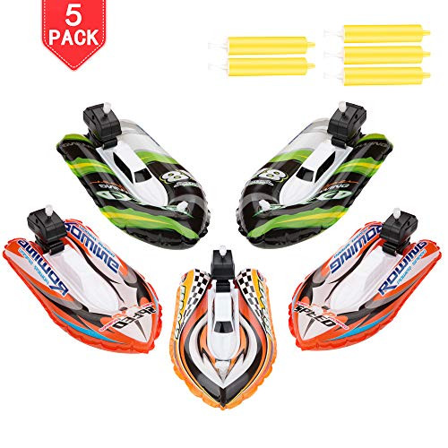 PROLOSO 5 Pack Bathtub Toys Inflatable Wind Up Yacht Toys Clockwork Bathroom Pool Boats