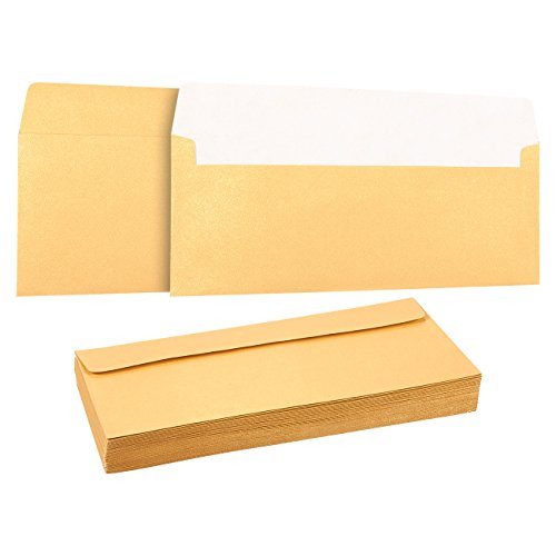 50 Pack #10 Gold Business Envelopes - Value Pack Square Flap Envelopes - 4 1/8 x 9 1/2 Inches - 50 Count, Gold