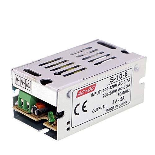 HAILI 110V/220V AC to DC 5V 2A 10W Switching Power Supply Transformer Converter for CCTV Camera?Security System?LED Strip Light?Radio?Computer Project(5V 2A)