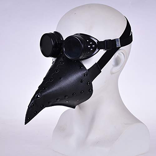 Plague Doctor Mask, Half Face Birds Beak Mask Steampunk Halloween Carnival Cosplay Costume Props (Black)