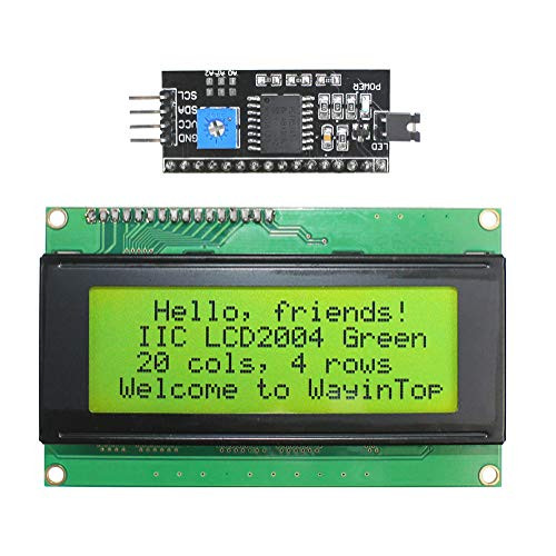 WayinTop 20x4 2004 LCD Display Module with IIC/I2C/TWI Serial Interface Adapter for Arduino Uno R3 Mega 2560 (Yellow Green/2004)