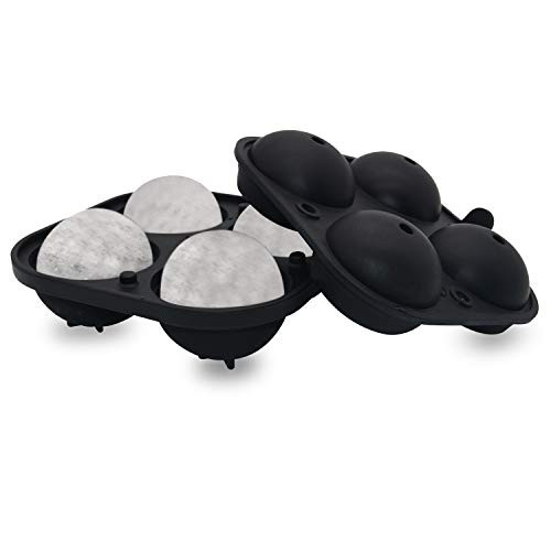 Helpcook Large Sphere Ice Molds,Silicone Ice Ball Maker for Whiskey/Cocktails?Round Sphere Ice Cube Trays-Leak-Free,Makes 4×2.5 Inch Ice balls
