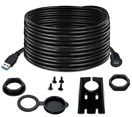 Flush Mount USB Port Cable 6 Feet,Ruaeoda USB 3.0 Male to Female AUX Waterproof Flush Mount Extension Cable for Car Truck Boat Motorcycle Dashboard Panel