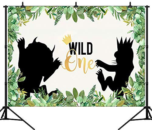 DePhoto 7X5FT(210X150CM) Cartoon Wild One Birthday Party Baby Shower Seamless Vinyl Photography Backdrop Photo Background Studio Prop PGT361A